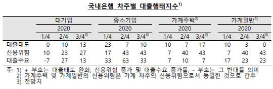 국내은행 차주별 대출행태지수